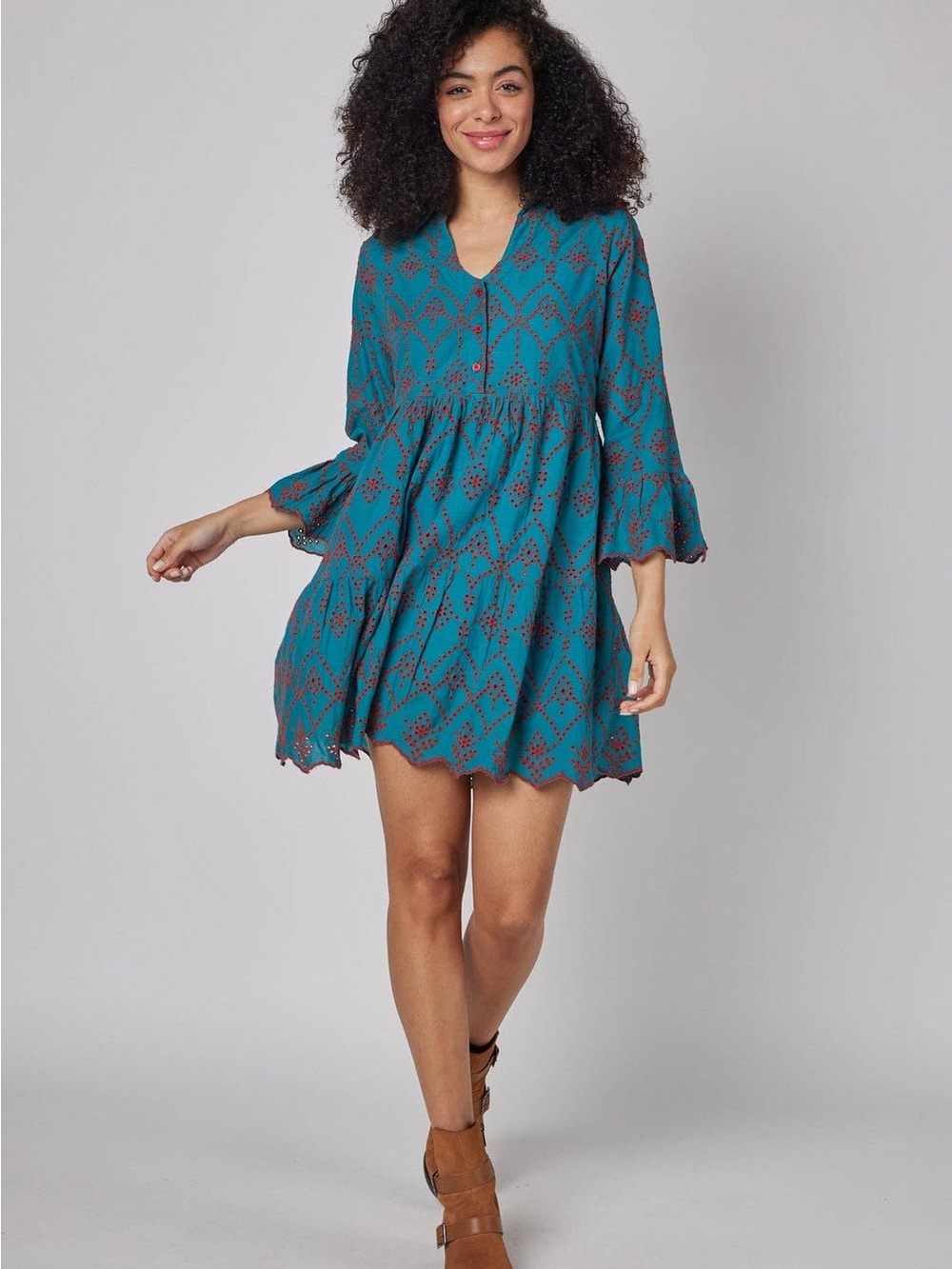 NWT - Moda Posa Dress - Teal and Coral - Medium